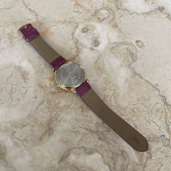 NEW! Crystal Embellished Purple & Gold Tone Stainless Steel Quartz Wristwatch - Picture 7 of 9